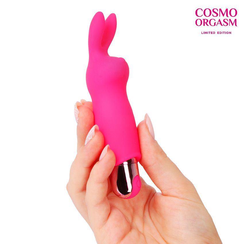 Розовый вибромассажёр в форме зайчика - 12,5 см.