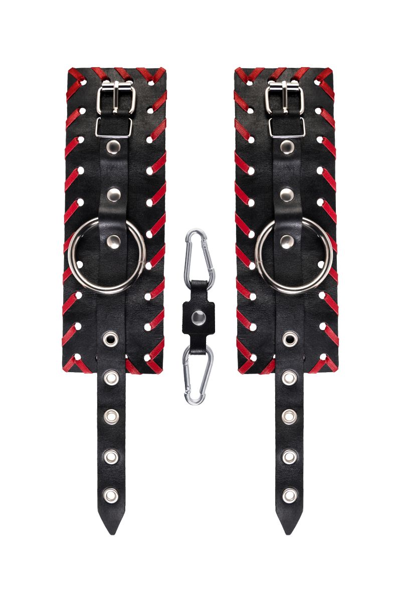 Черные наручники с красной окантовкой