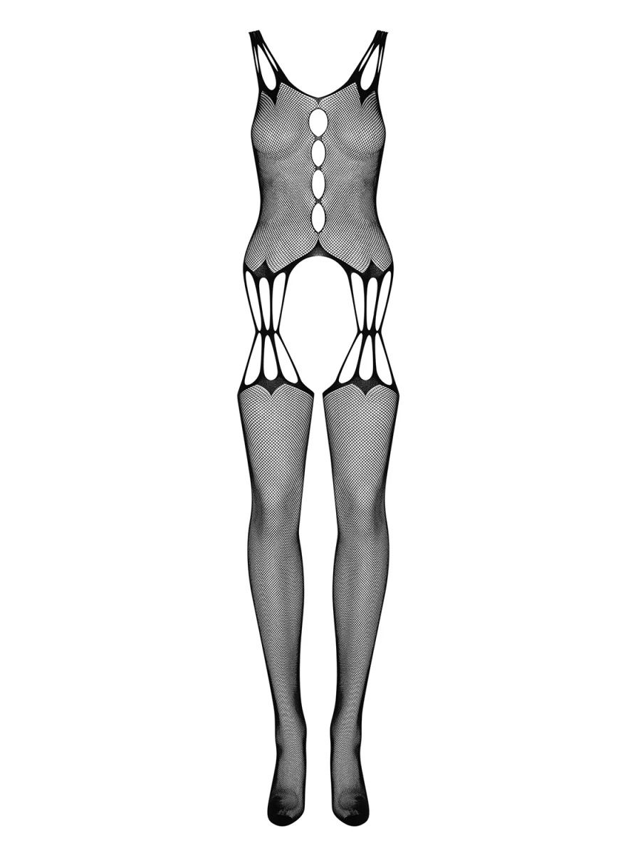 Пикантный боди-комбинезон с имитацией чулок и вырезами