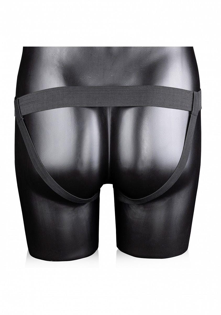 Черный страпон-фаллопротез со спиралевидной фактурой без мошонки - 20,6 см.