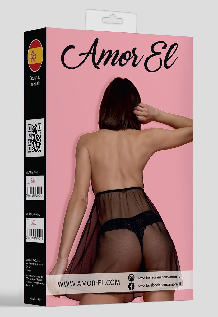 Черный полупрозрачный бэби-долл