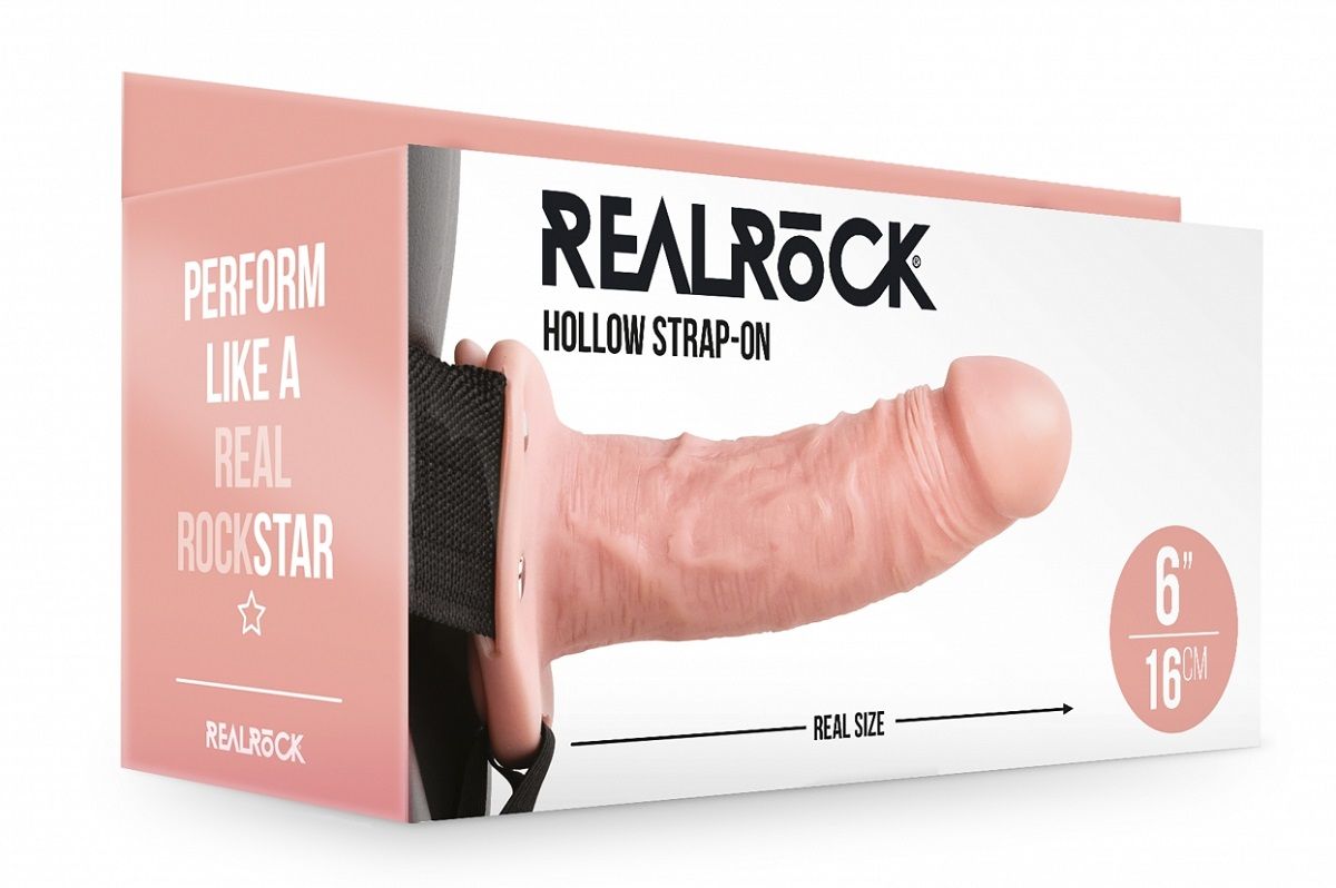 Телесный реалистичный страпон-фаллопротез - 18,5 см.