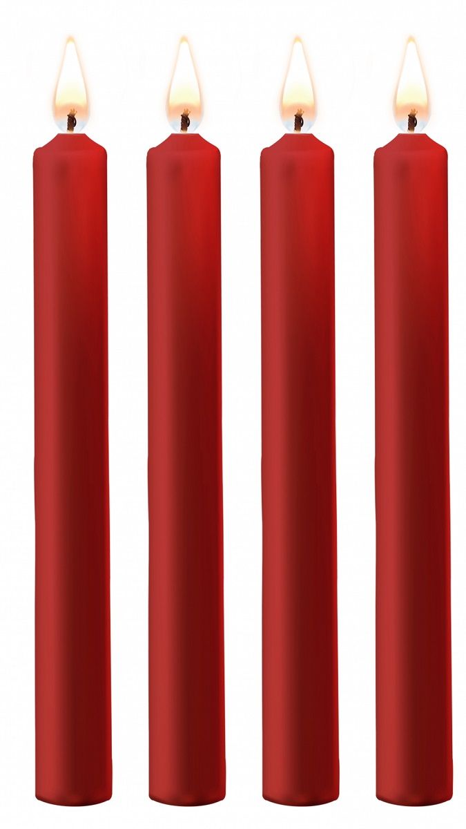 Набор из 4 красных восковых свечей Teasing Wax Candles Large