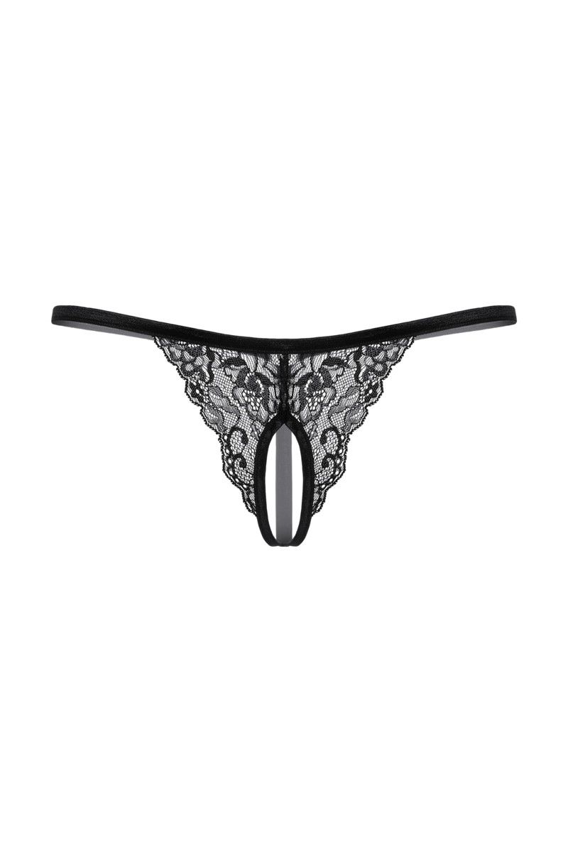 Кружевные трусики-стринг с разрезиком