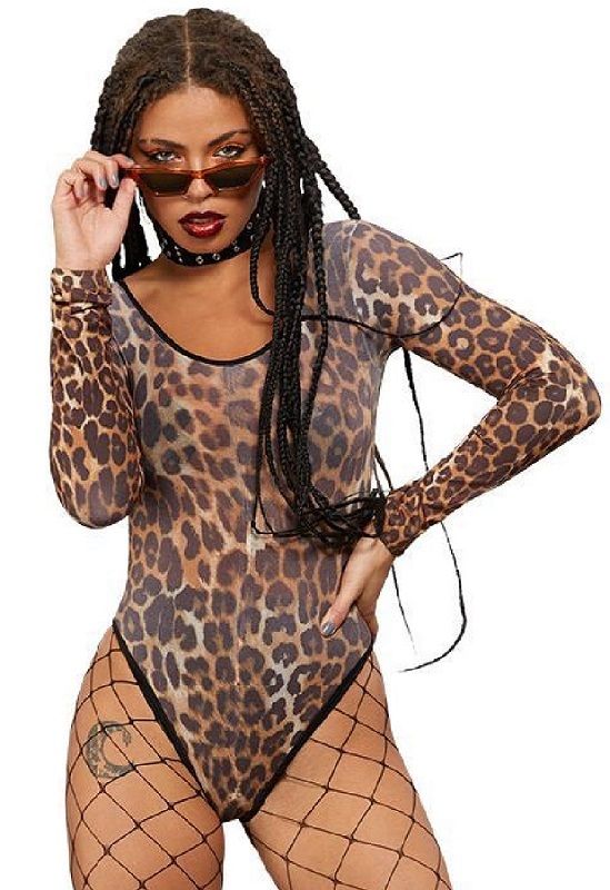 Леопардовое боди с длинным рукавом