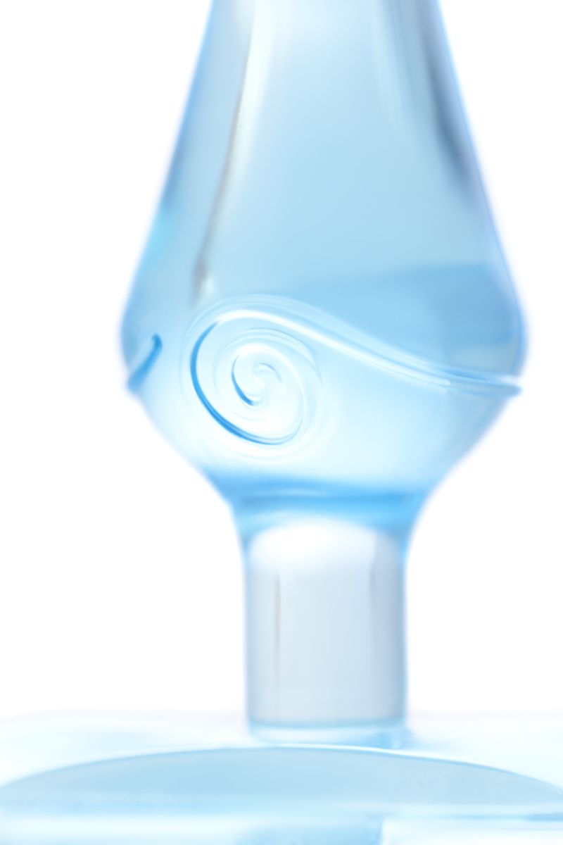 Голубая анальная втулка с ограничителем - 6,5 см.