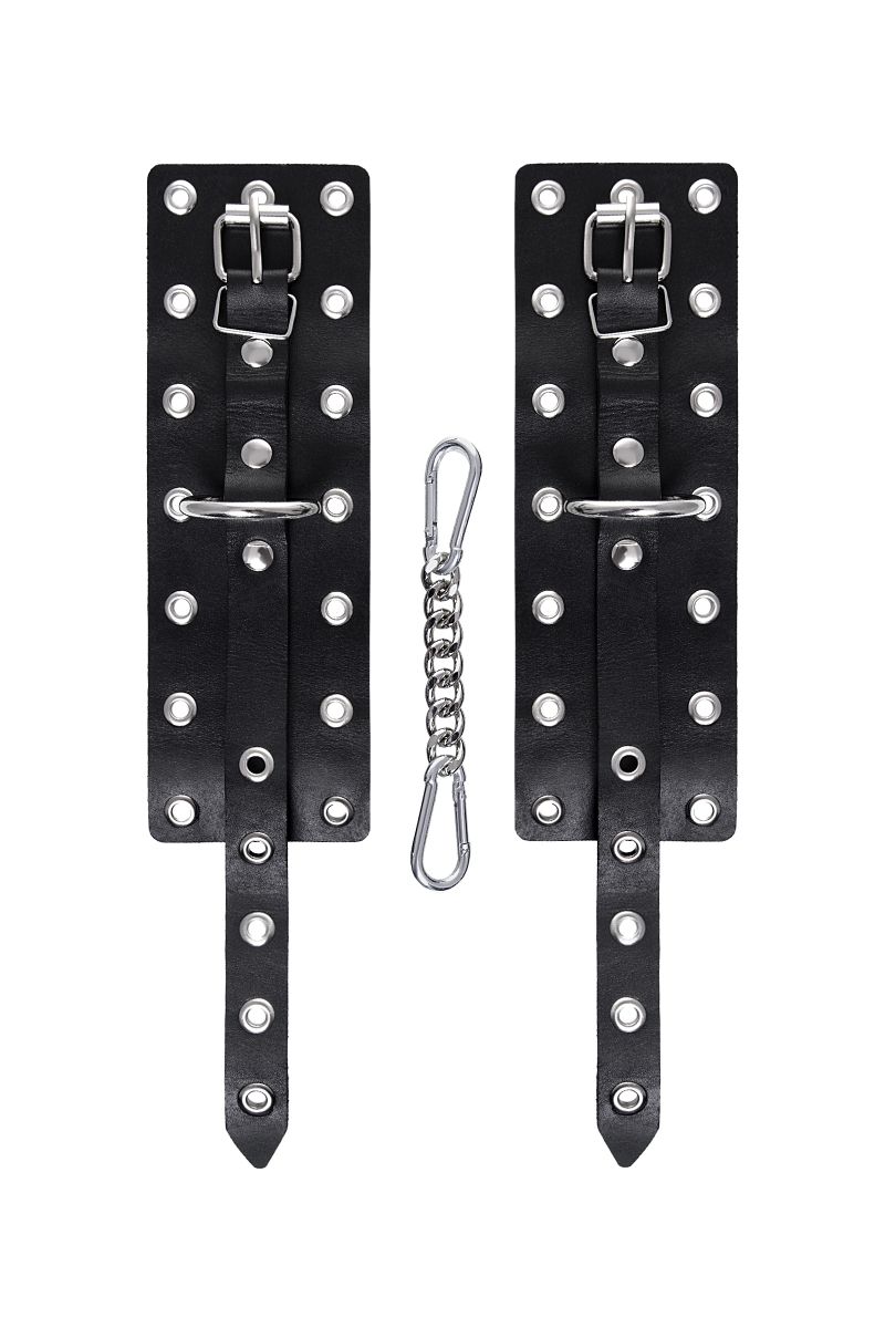 Черные однослойные наручники с люверсами