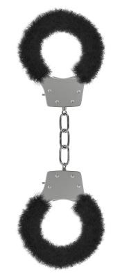 Чёрные пушистые наручники OUCH! Black