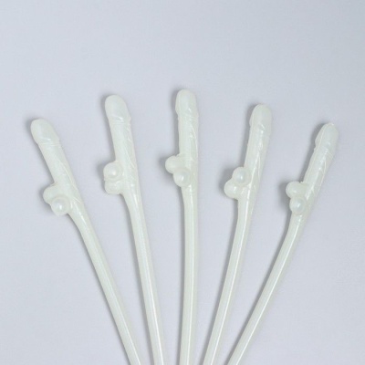 Светящиеся в темноте коктейльные трубочки в виде пениса - 5 шт.