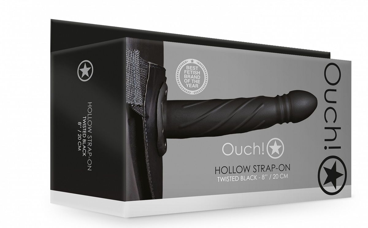 Черный страпон-фаллопротез со спиралевидной фактурой без мошонки - 20,6 см.