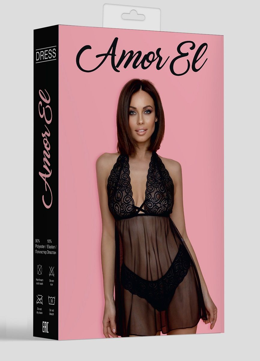 Черный полупрозрачный бэби-долл