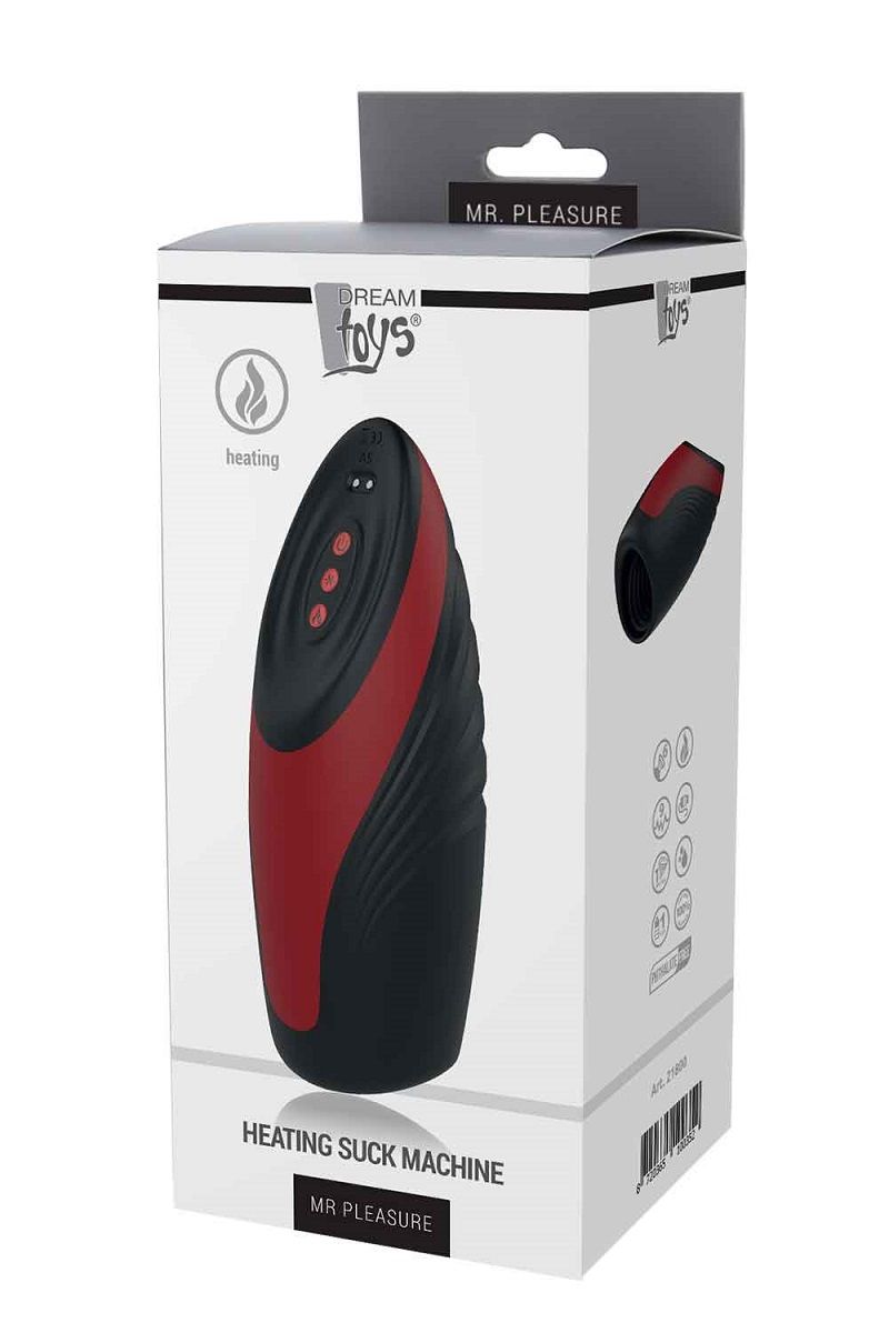 Черно-красный вибромастурбатор с подогревом Heating Suck Machine