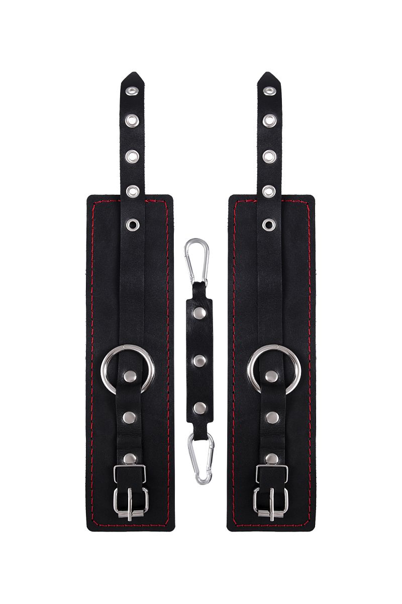 Черные однослойные оковы с контрастной строчкой