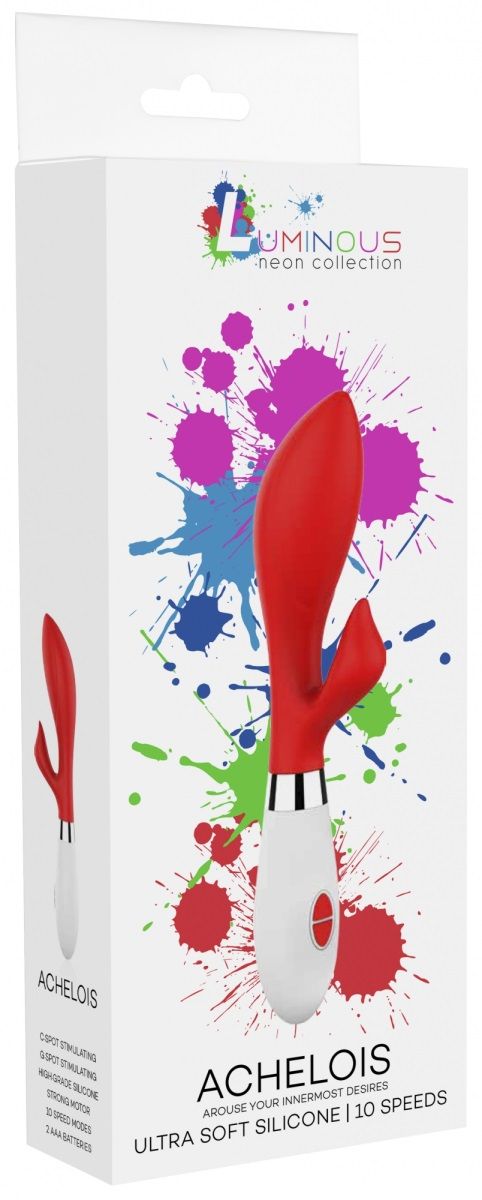 Красный вибратор-кролик Achelois - 21,8 см.