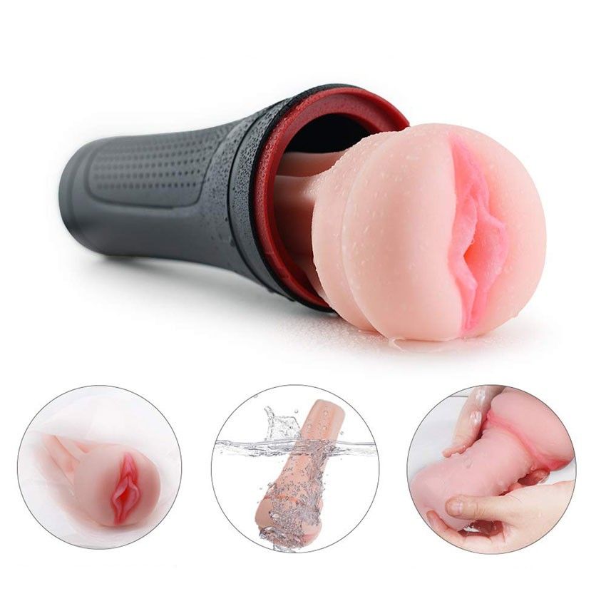 Черный мастурбатор-вагина с вибропулей и пультом ДУ