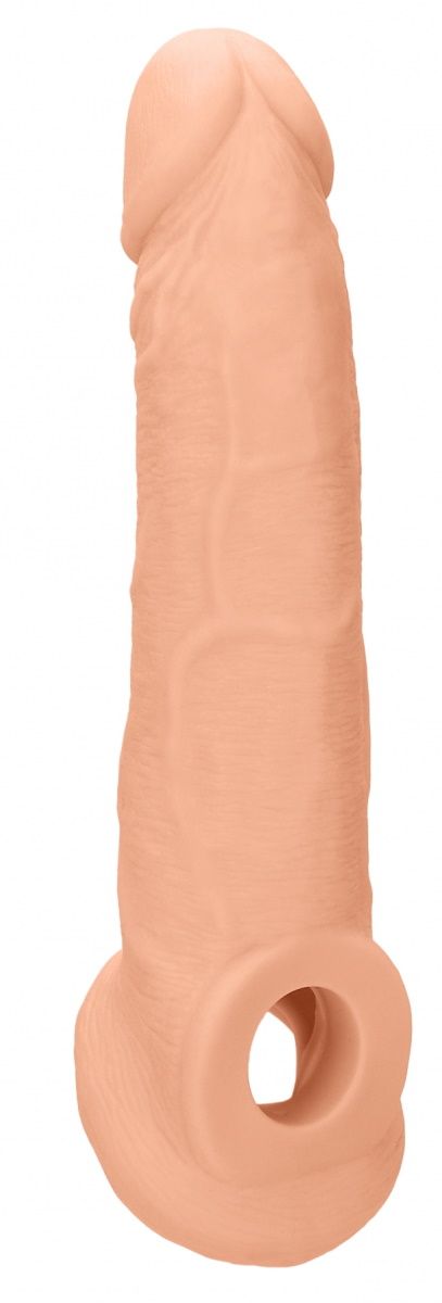 Телесная насадка с кольцом Penis Extender with Rings - 22 см.