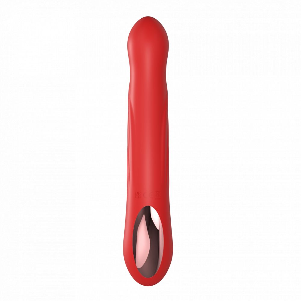 Красный силиконовый вибратор-кролик с фрикциями - 22 см.