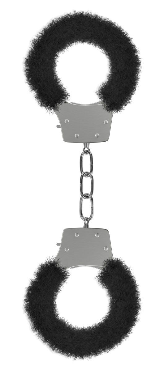 Чёрные пушистые наручники OUCH! Black