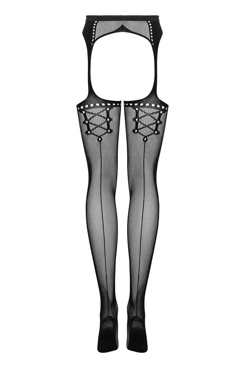 Эффектные женские чулочки в сеточку на поясе