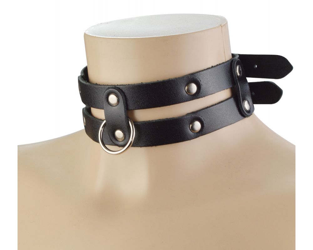 Черный ошейник  Грация  с колечком