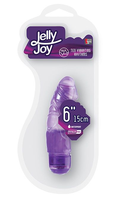 Фиолетовый вибромассажёр JELLY JOY 6INCH 10 RHYTHMS - 15 см.