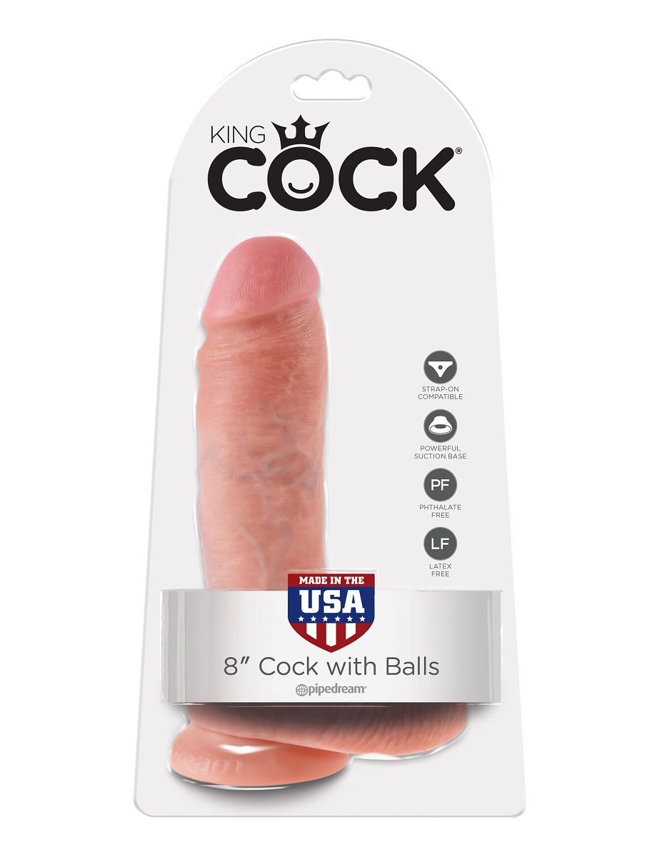 Телесный фаллоимитатор 8  Cock with Balls - 21,3 см.