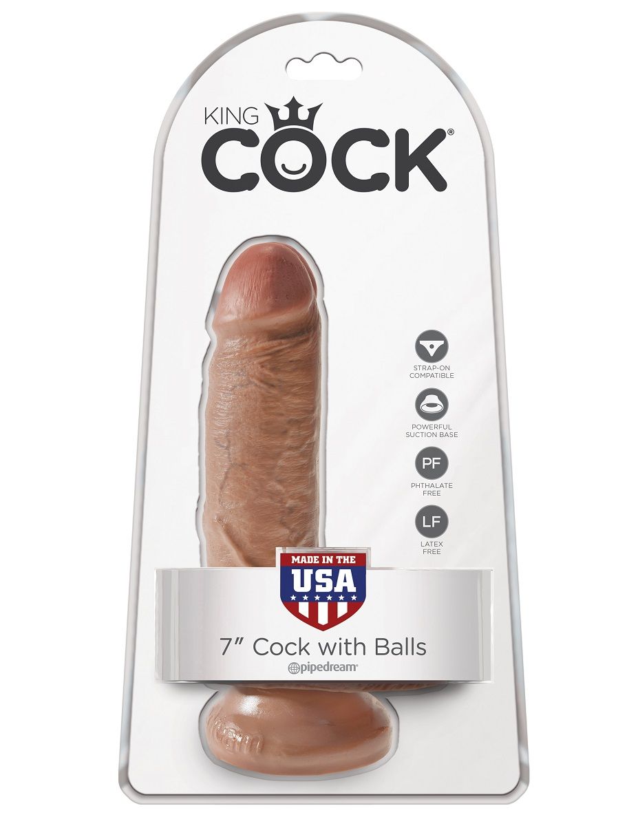 Фаллоимитатор-мулат с мошонкой 7  Cock with Balls - 19,4 см.