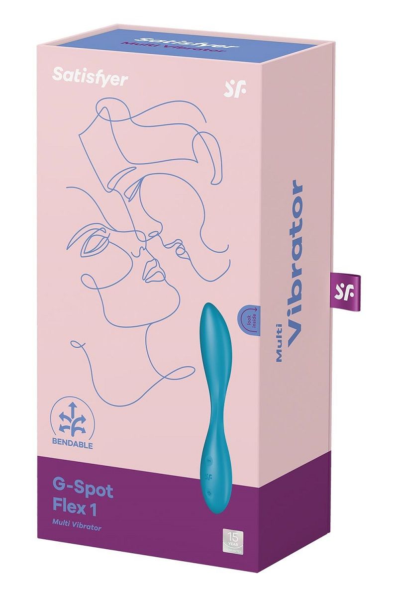 Синий гибкий вибратор Satisfyer G-Spot Flex 1 - 19,5 см.