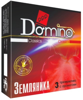 Ароматизированные презервативы Domino  Земляника  - 3 шт.