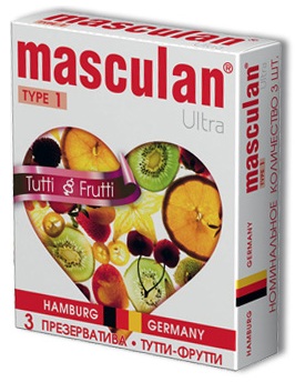 Презервативы Masculan Ultra 1 Tutti-Frutti с фруктовым ароматом - 3 шт.