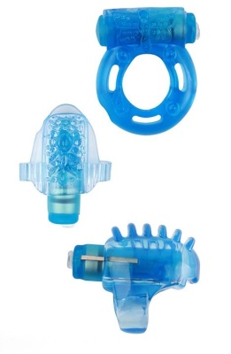 Набор из 3 синих эрекционных колец с вибрацией Teasers Ring Kit