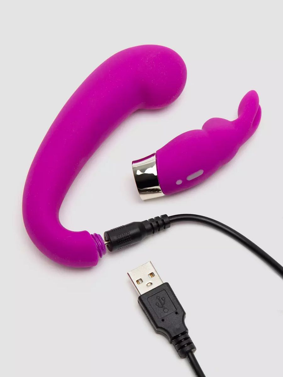 Лиловый вибратор Mini G-Spot Curve Vibe с клиторальным зайчиком