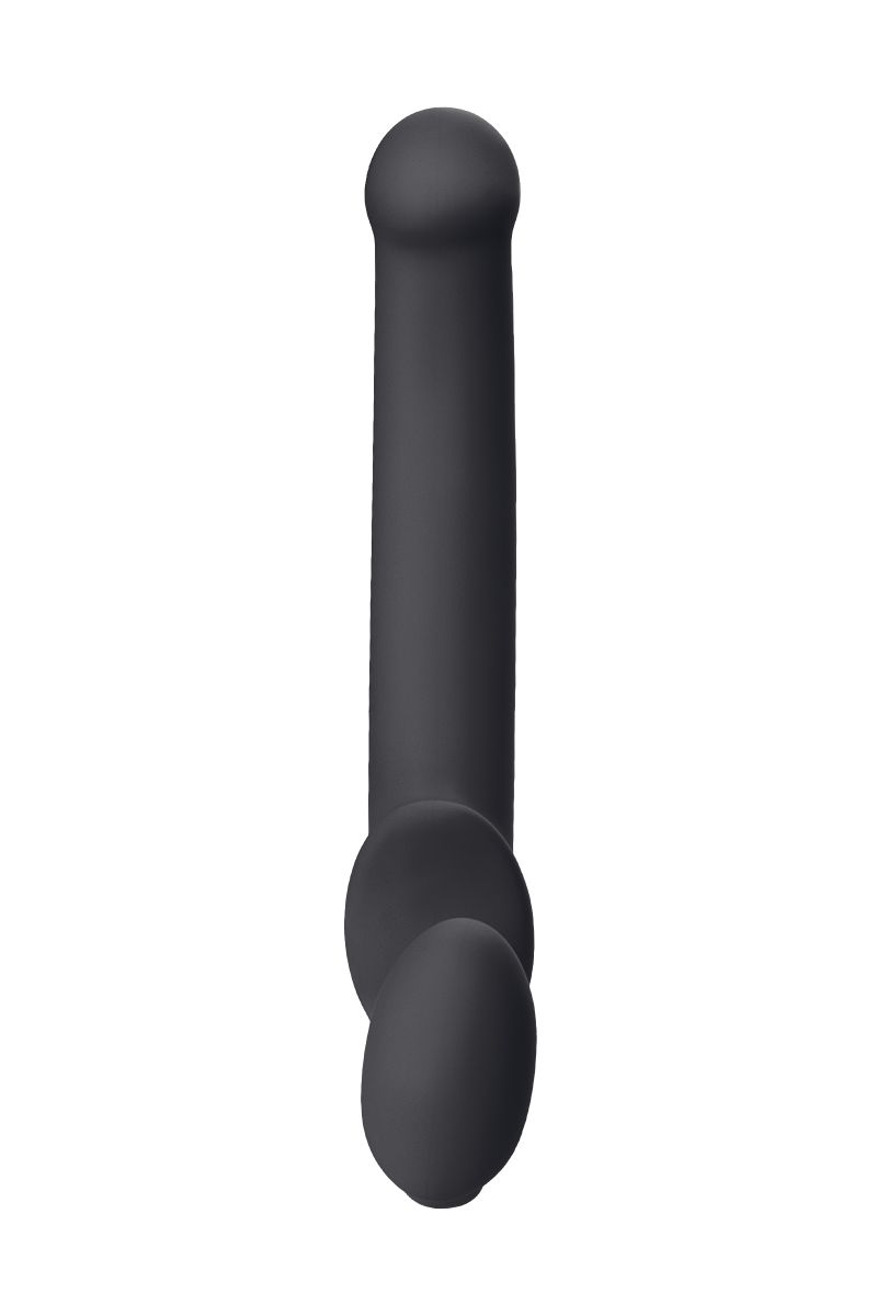 Черный безремневой страпон Silicone Bendable Strap-On - size M