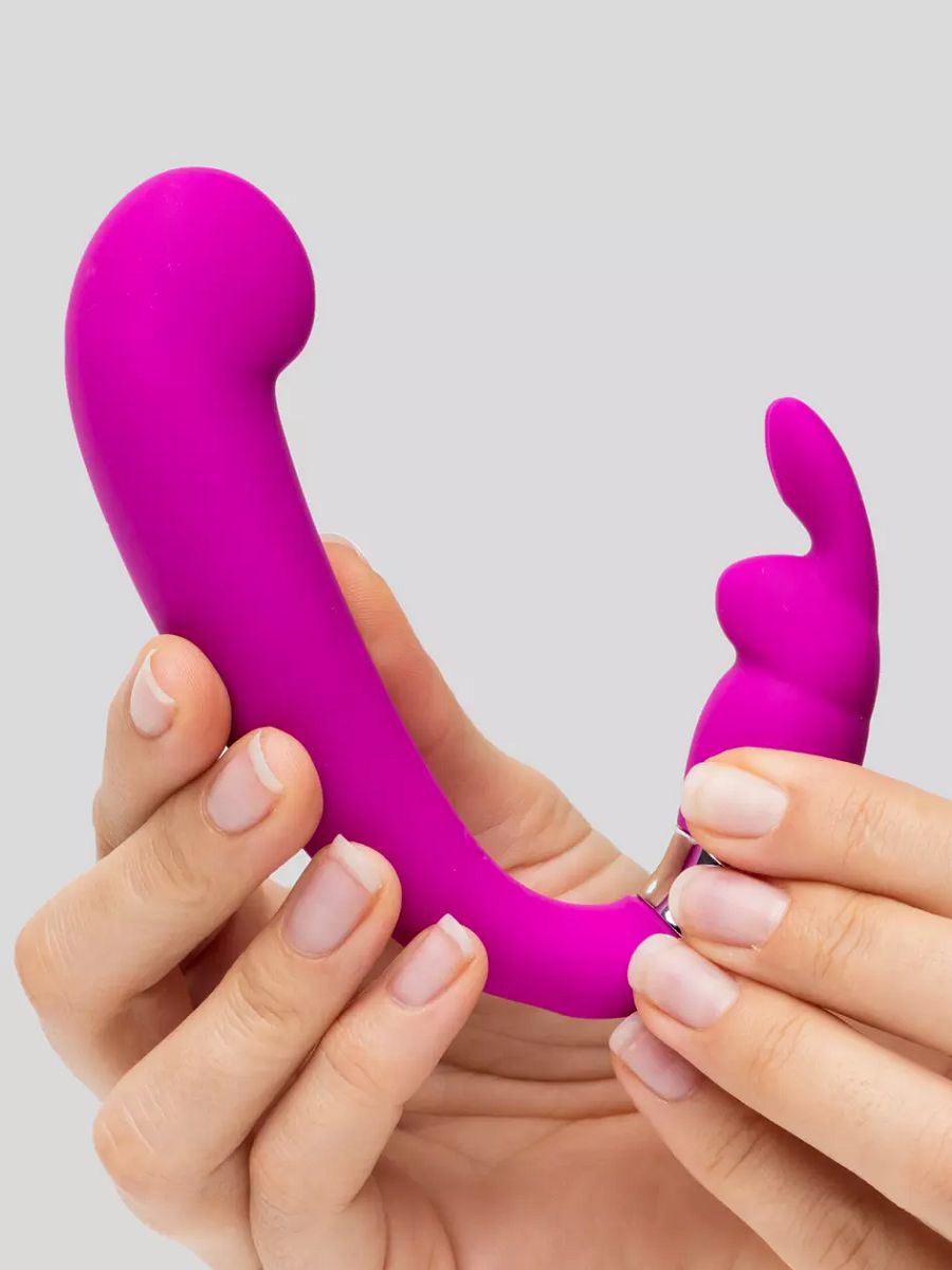 Лиловый вибратор Mini G-Spot Curve Vibe с клиторальным зайчиком