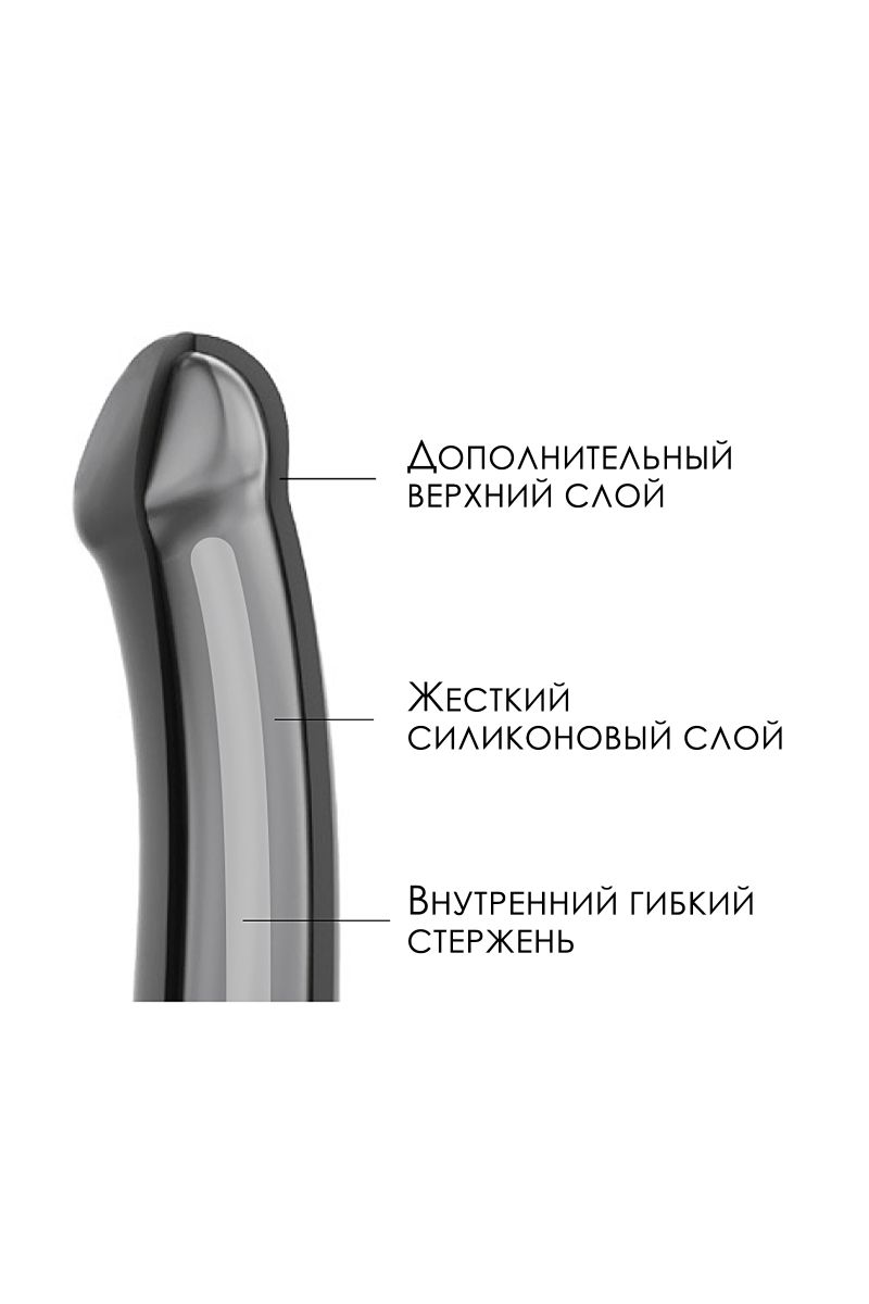 Черный фаллос на присоске Silicone Bendable Dildo L - 19 см.